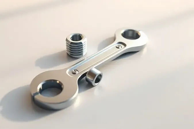 Render 3D conceitual de chave combinada ao lado de parafuso e porca em superfície limpa representando aplicação prática da ferramenta.