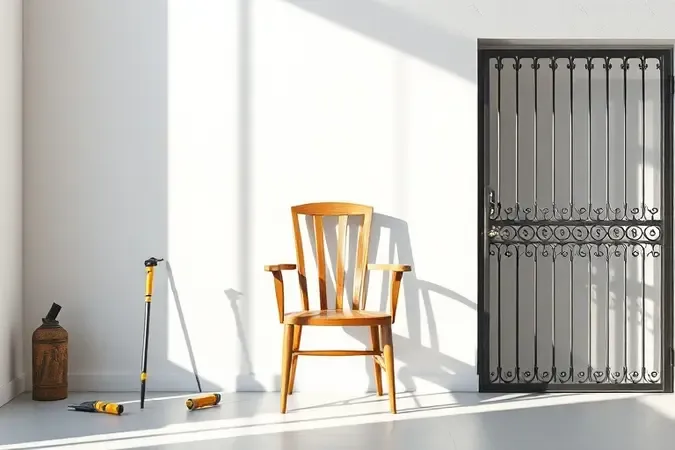 Aplicações versáteis da pistola de pintura elétrica em paredes, móveis de madeira e superfícies metálicas em renderização 3D.