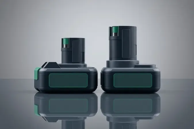 Renderização 3D comparando duas baterias de plataformas diferentes lado a lado representando sistemas CXT e LXT