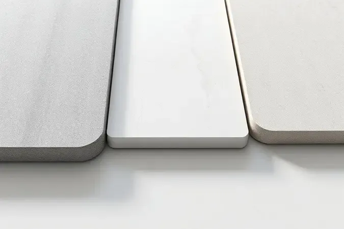 Comparação em 3D de bordas de porcelanato bold, retificada e Nret lado a lado.