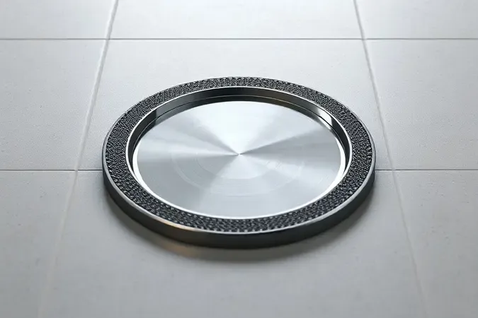 Close-up de disco diamantado contínuo sem marca com borda lisa e ininterrupta sobre porcelanato fosco em renderização 3D.