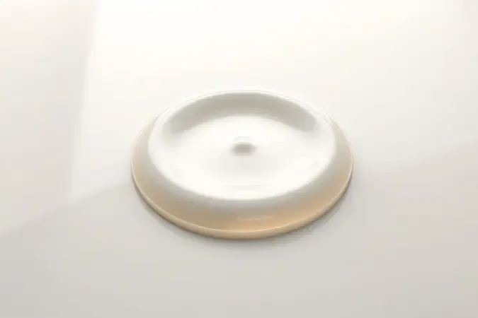 Render 3D conceitual de gota de emulsão viscosa sobre superfície automotiva limpa com iluminação profissional.