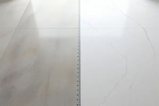 Comparação conceitual entre pisos com e sem acabamento epóxi destacando brilho, cobertura e rendimento.