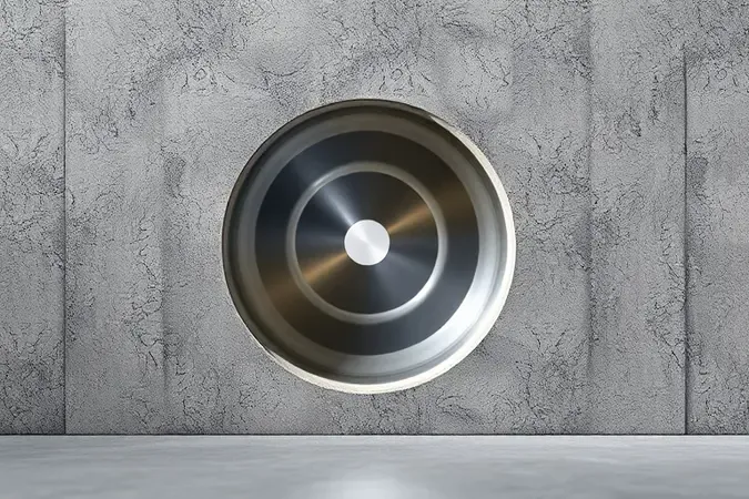 Guia visual de corte com serra copo diamantada perfurando concreto e revelando núcleo em render 3D.
