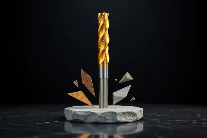 Broca de madeira com revestimento metálico representando resistência e durabilidade em render 3D